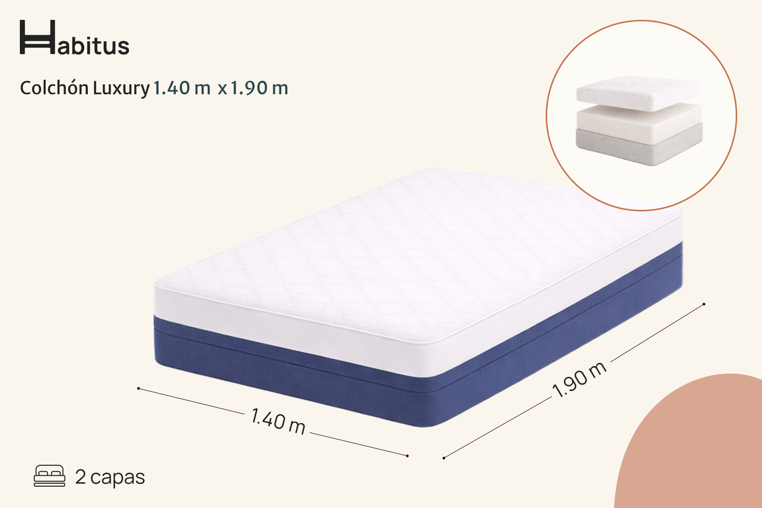Colchón Habitus Sencillo 1.40 × 1.90 m